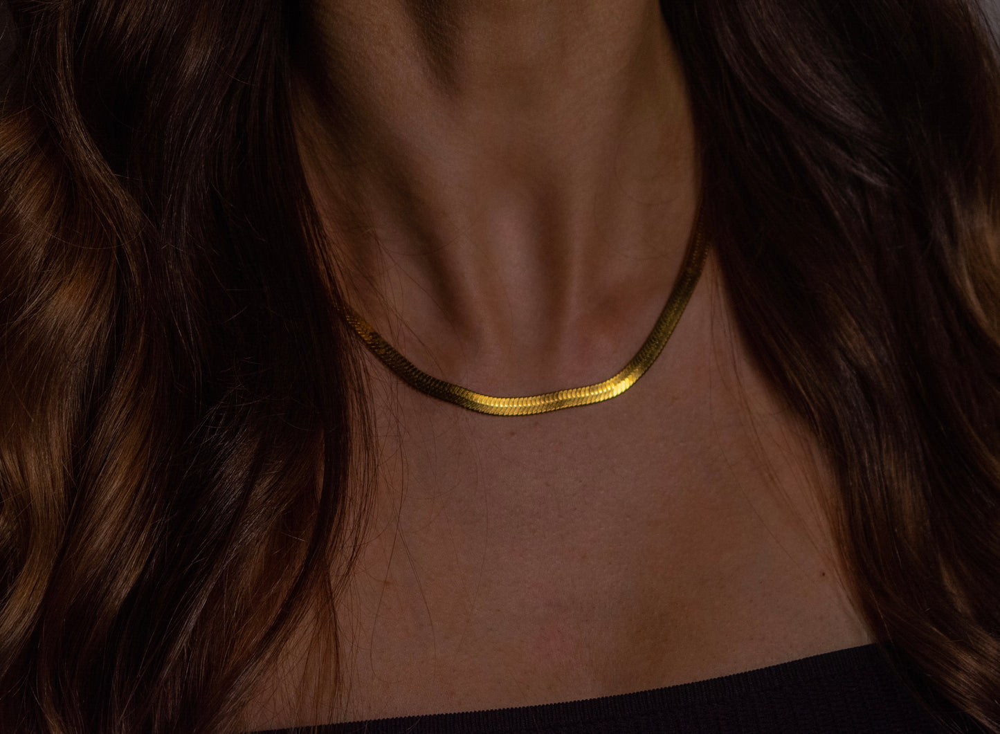 Gold Herringbone Necklace